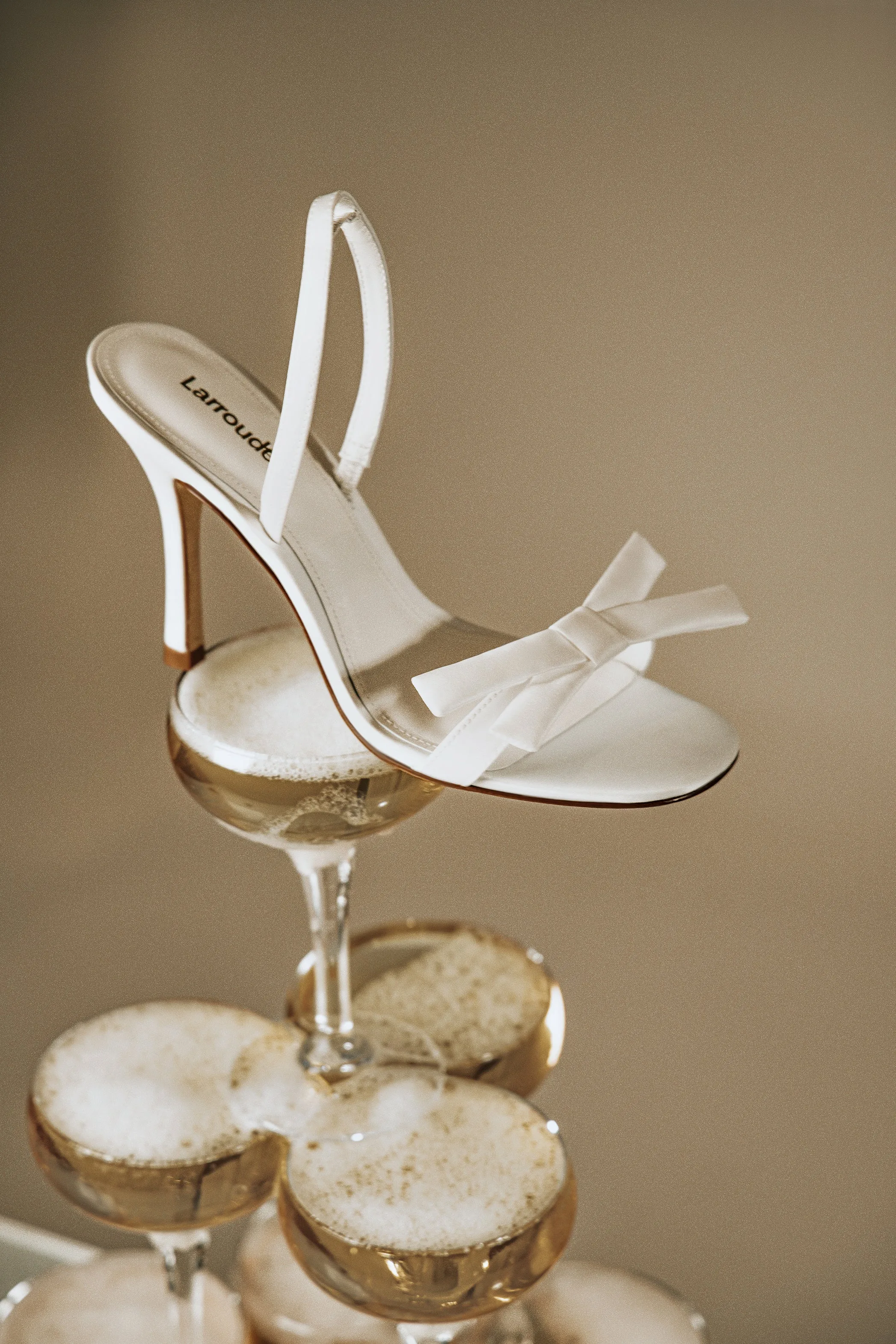 Larroud x Markarian Bridal Sandal In White Satin