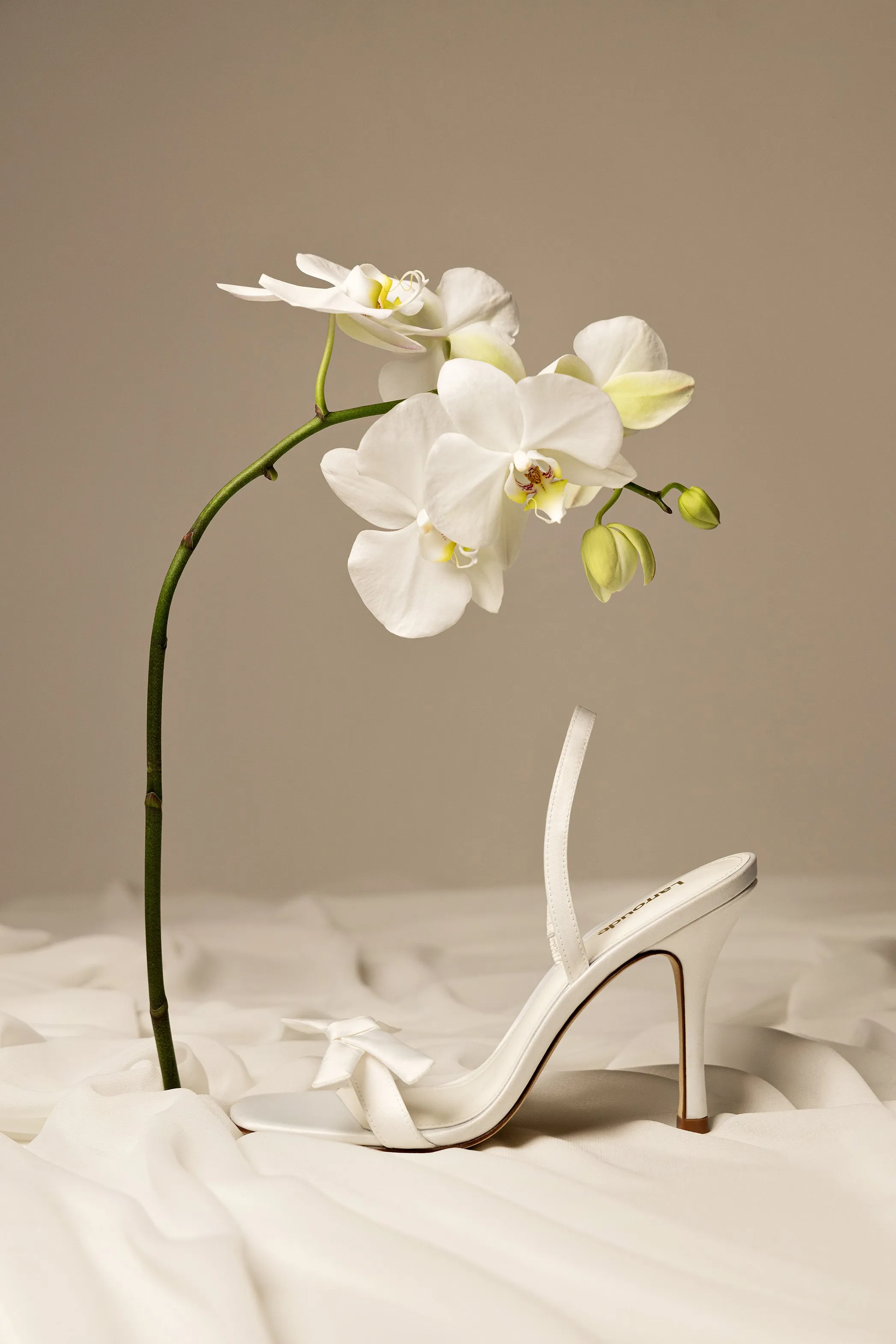 Larroud x Markarian Bridal Sandal In White Satin
