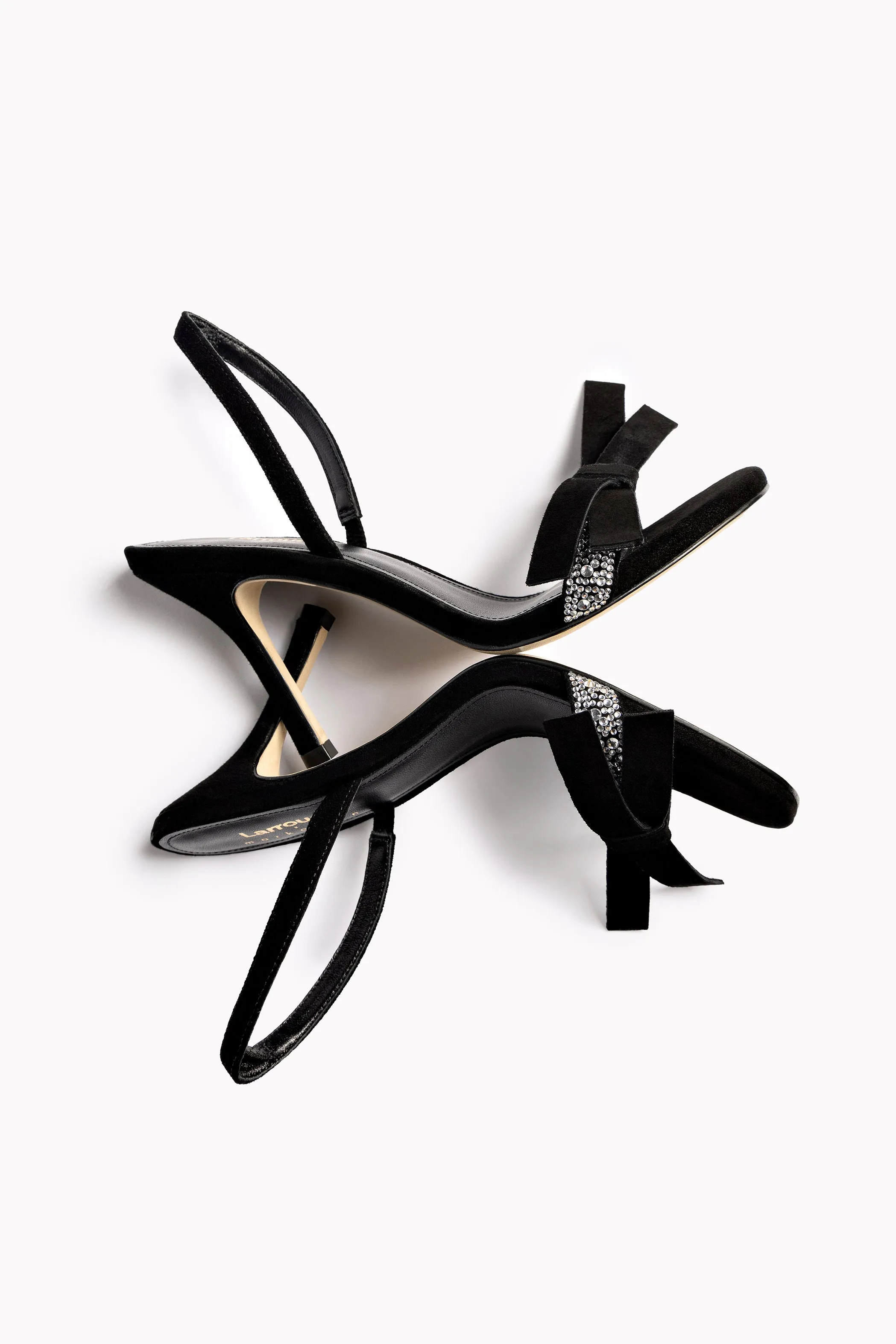 Larroud x Markarian Sandal In Black Suede and Crystals