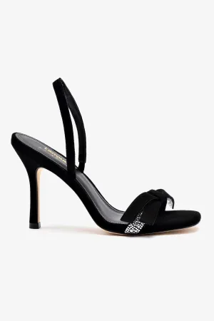 Larroud x Markarian Sandal In Black Suede and Crystals