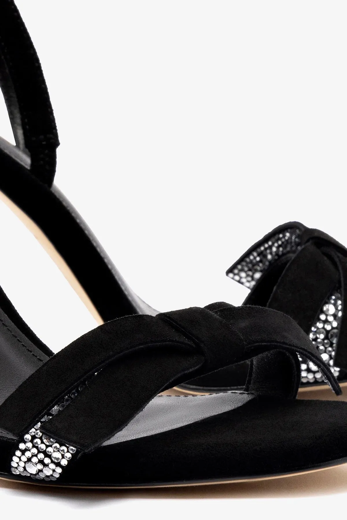 Larroud x Markarian Sandal In Black Suede and Crystals