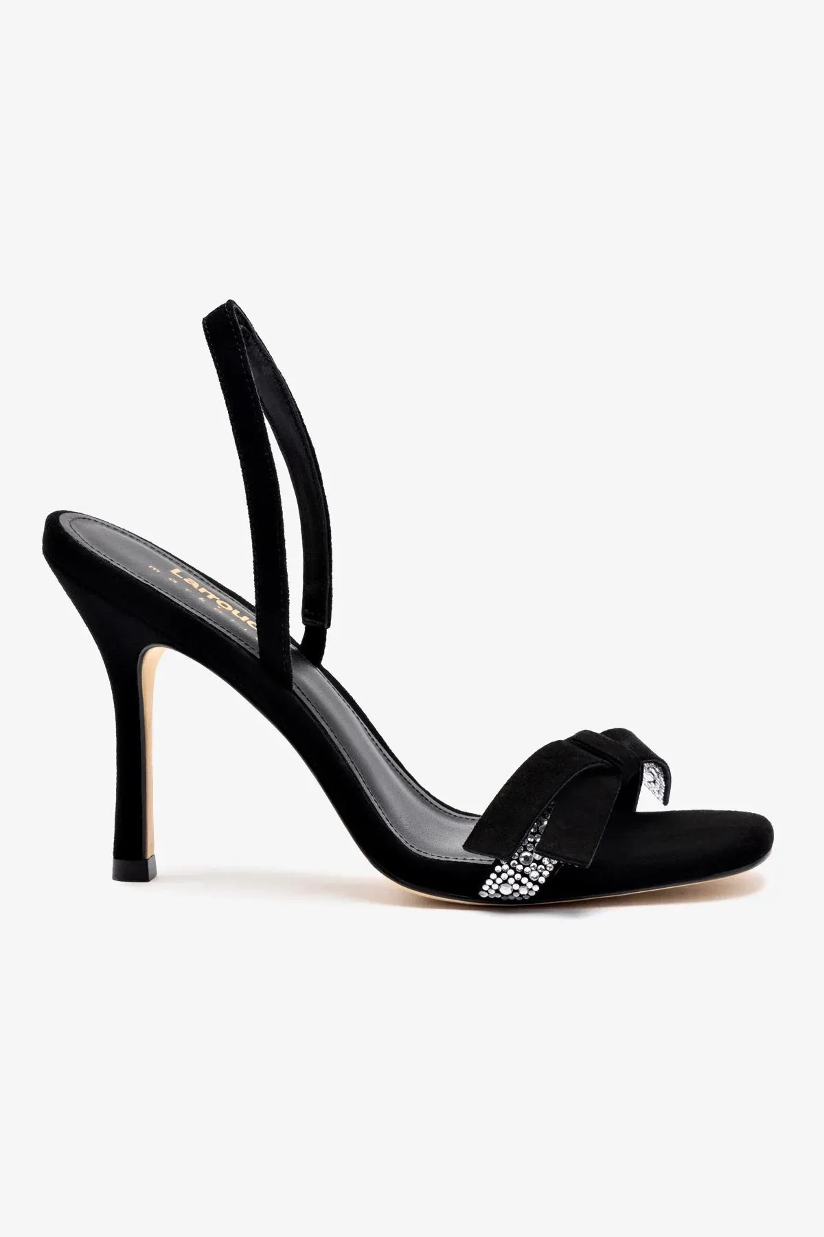 Larroud x Markarian Sandal In Black Suede and Crystals