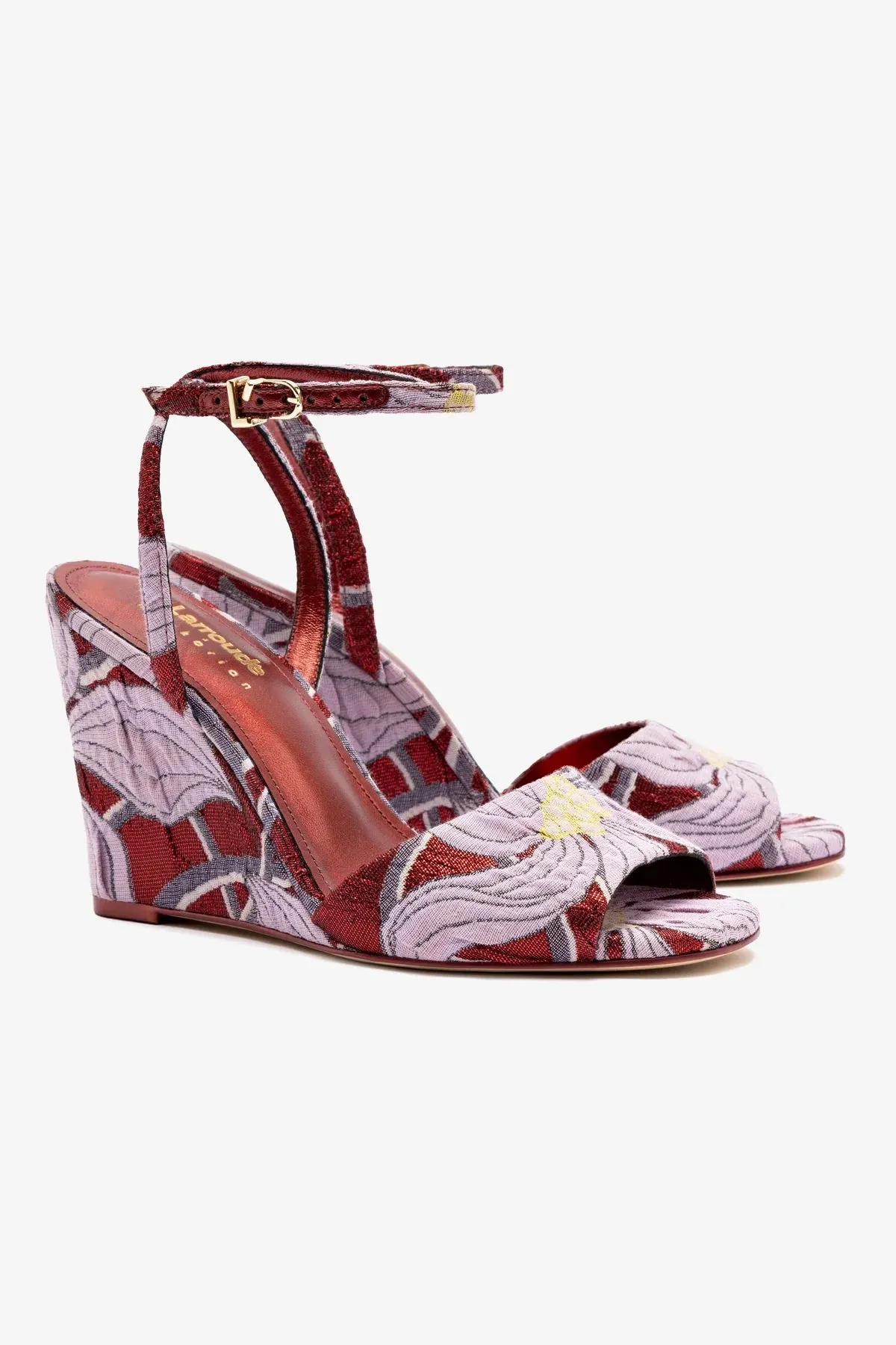 Larroud x Markarian Wedge In Red Floral Dutel