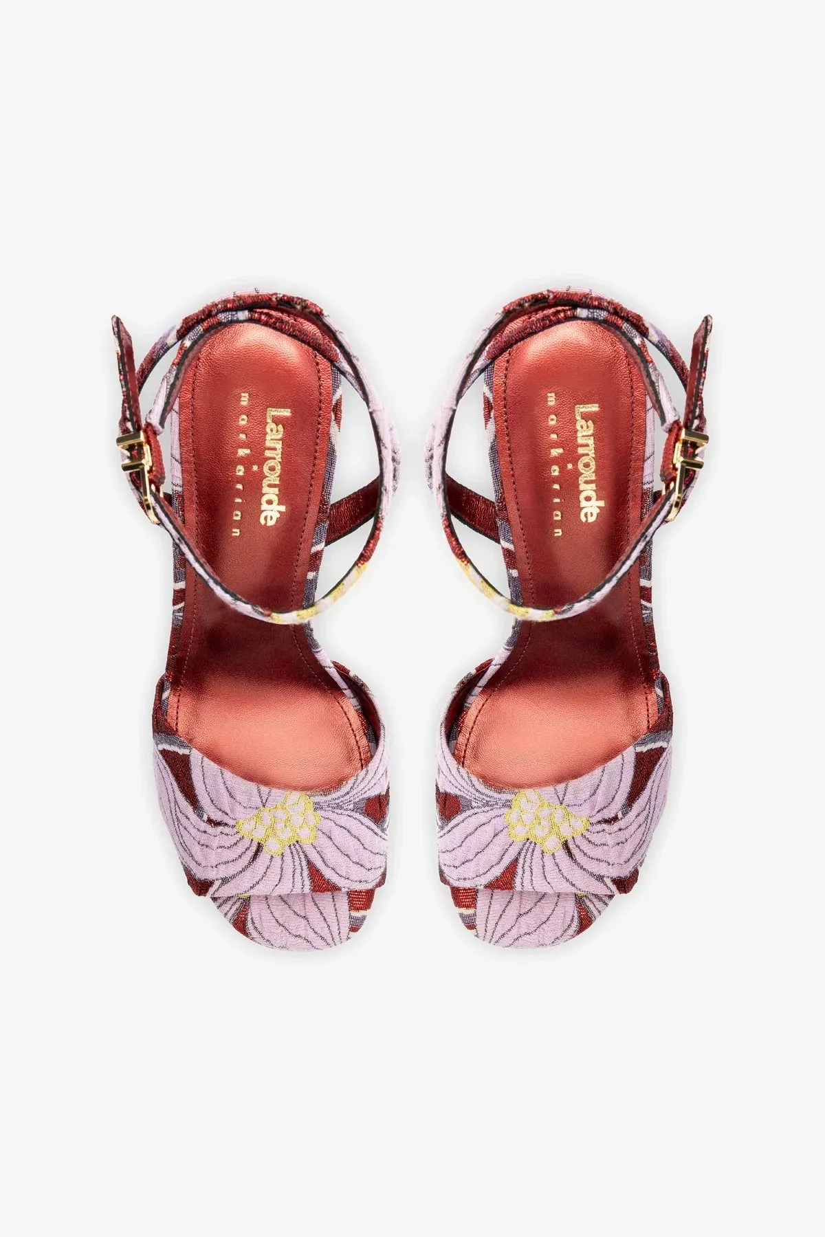 Larroud x Markarian Wedge In Red Floral Dutel