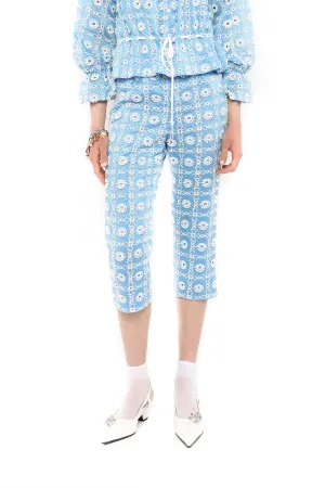 Lattice Lace Embroidery Capri Pants Annasui