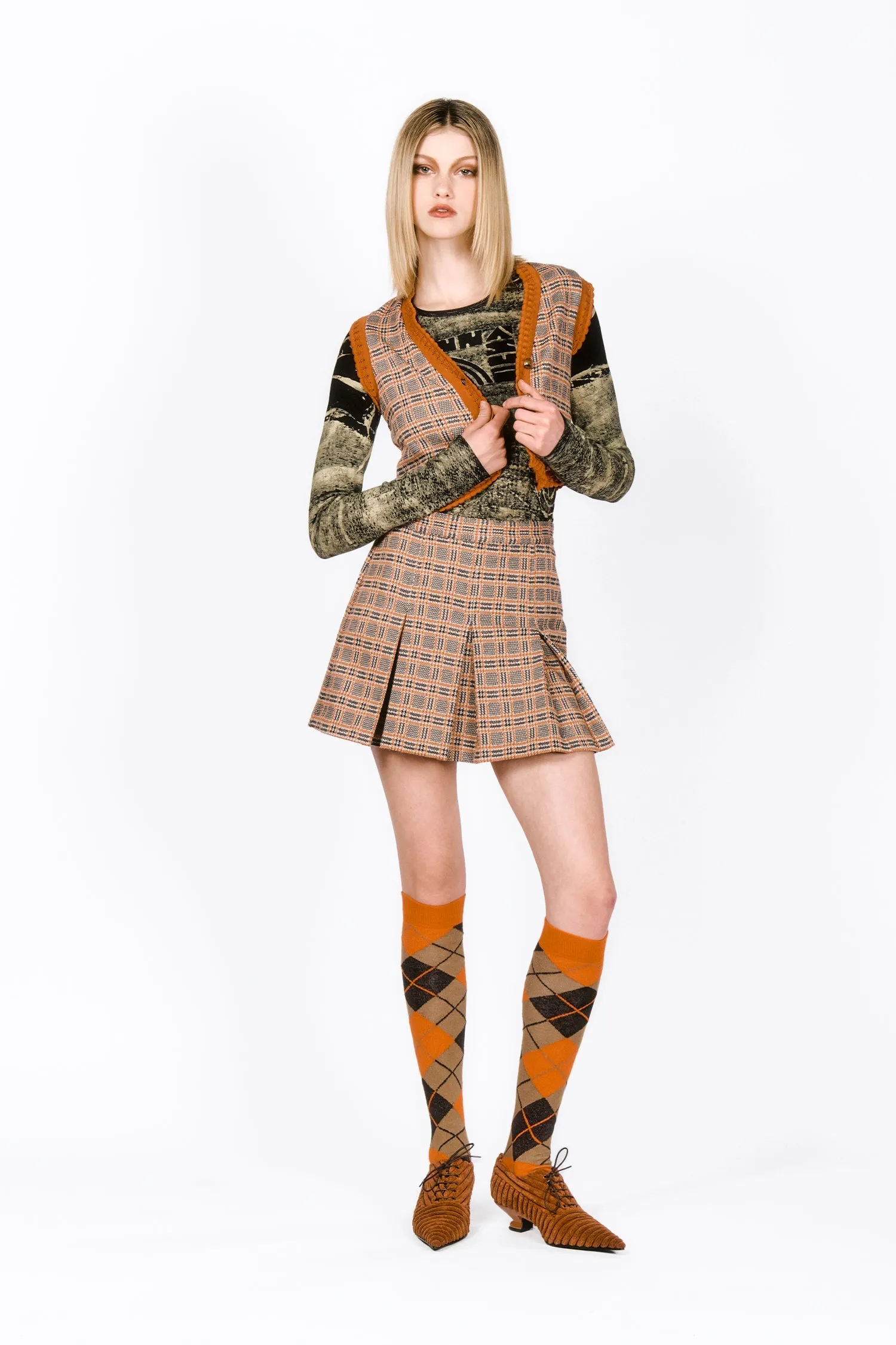 Londonderry Knit Mini Skirt Annasui