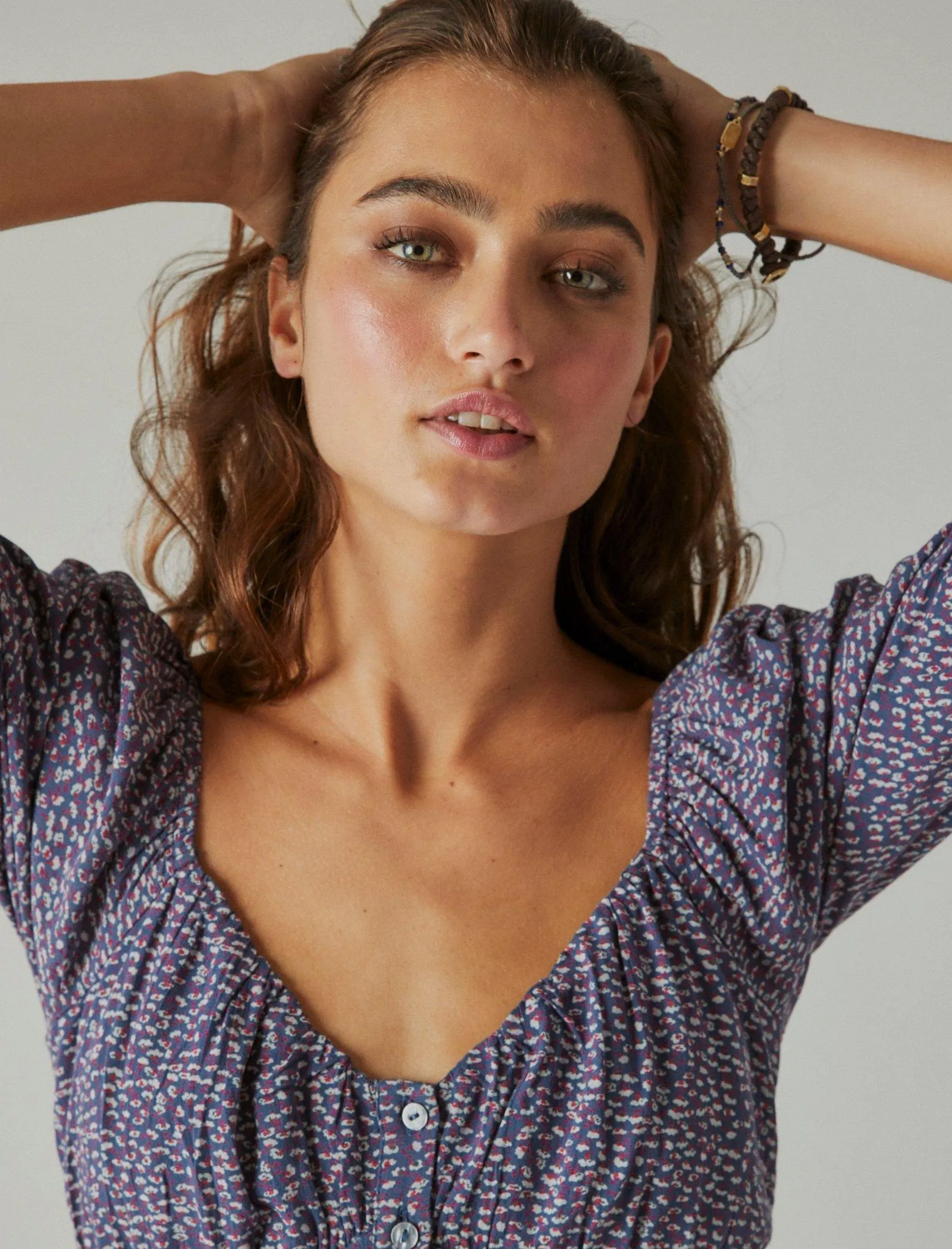 Lucky Brand Womens Button Front Top