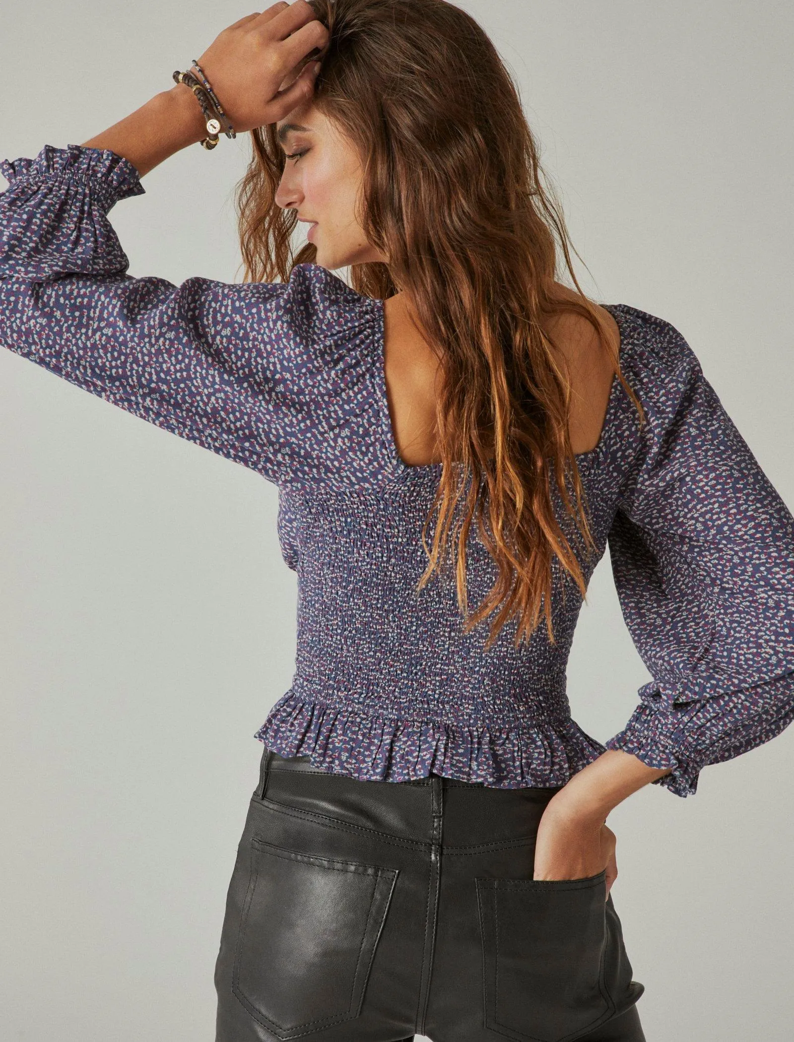 Lucky Brand Womens Button Front Top