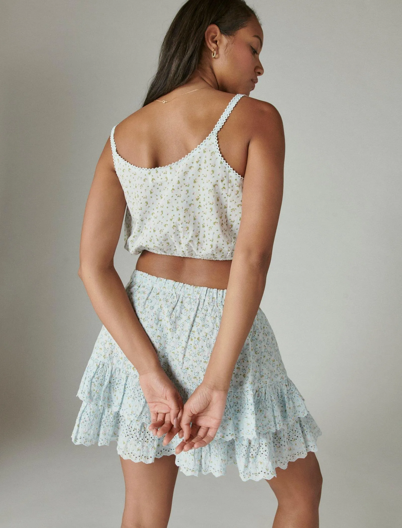 Lucky Brand Womens Printed Tie Front Cami Matchback