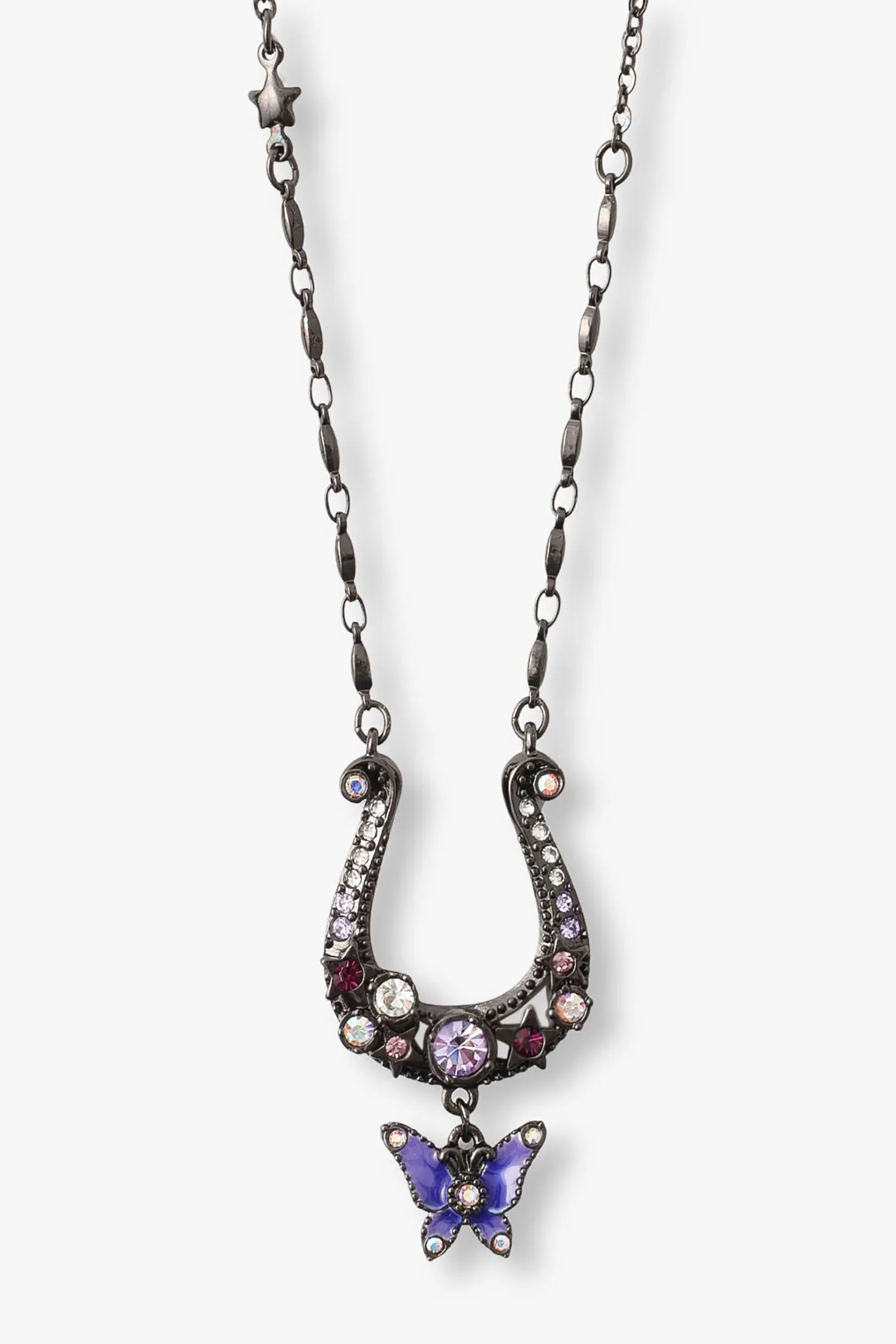 Lucky Horseshoe Charm Necklace - Gunmetal Annasui