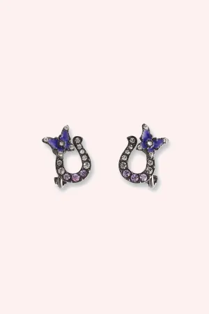 Lucky Horseshoe Stud Earrings - Gunmetal Annasui
