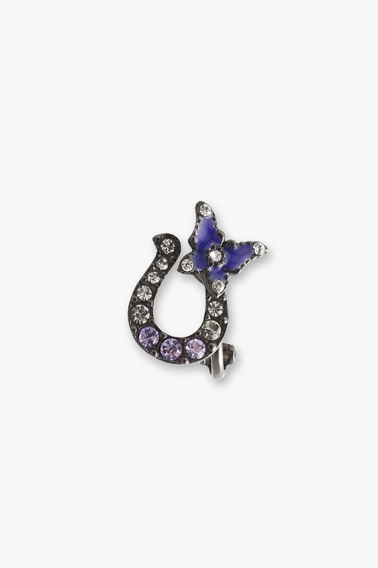 Lucky Horseshoe Stud Earrings - Gunmetal Annasui