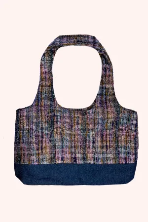 Lurex Tweed & Denim Tote Bag Annasui