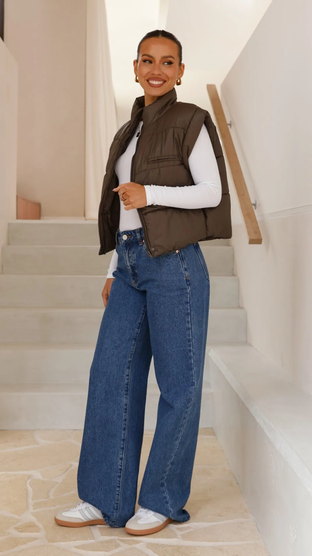 Maeve Cropped Puffer Vest - Slate Billy J