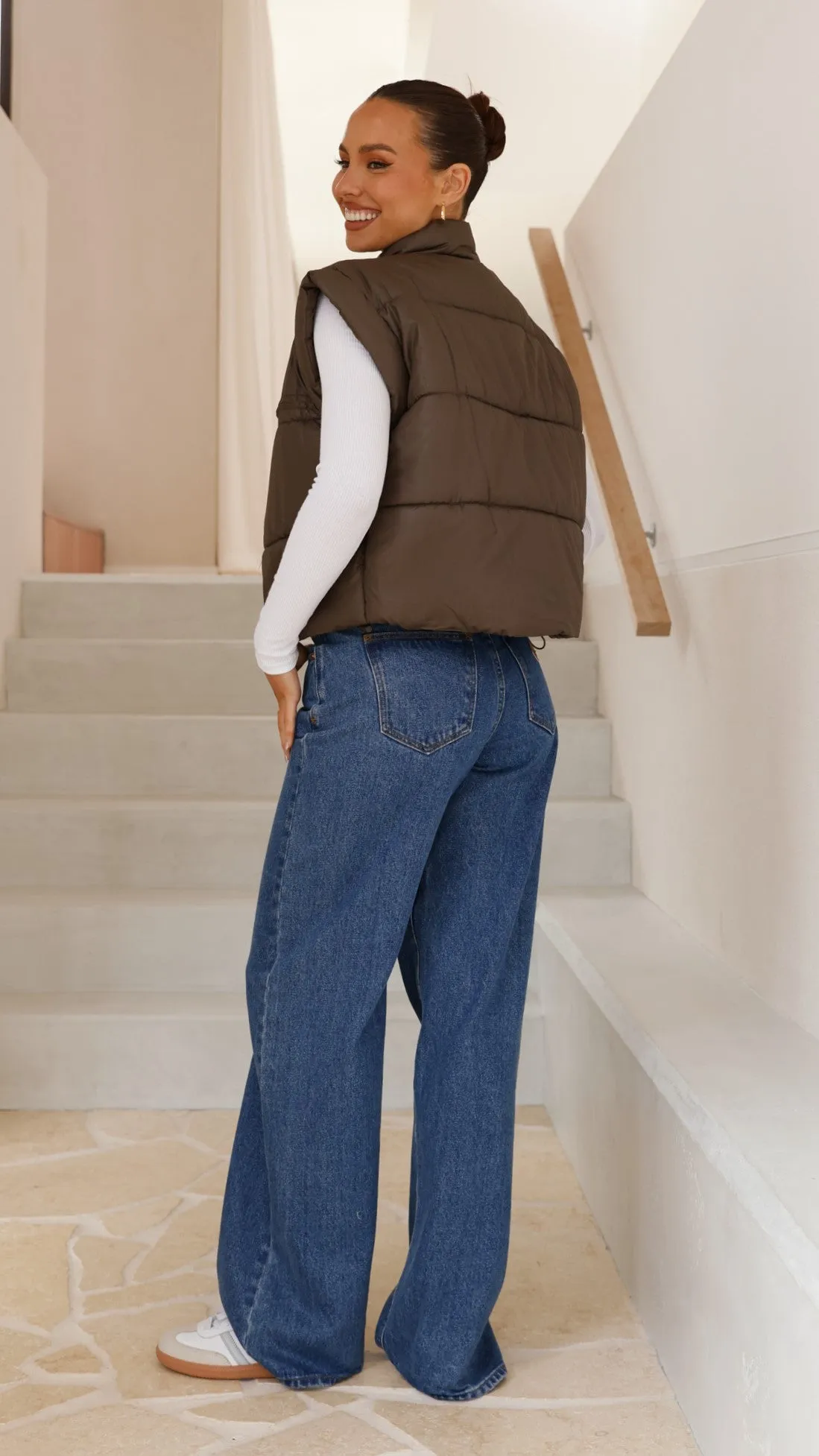 Maeve Cropped Puffer Vest - Slate Billy J