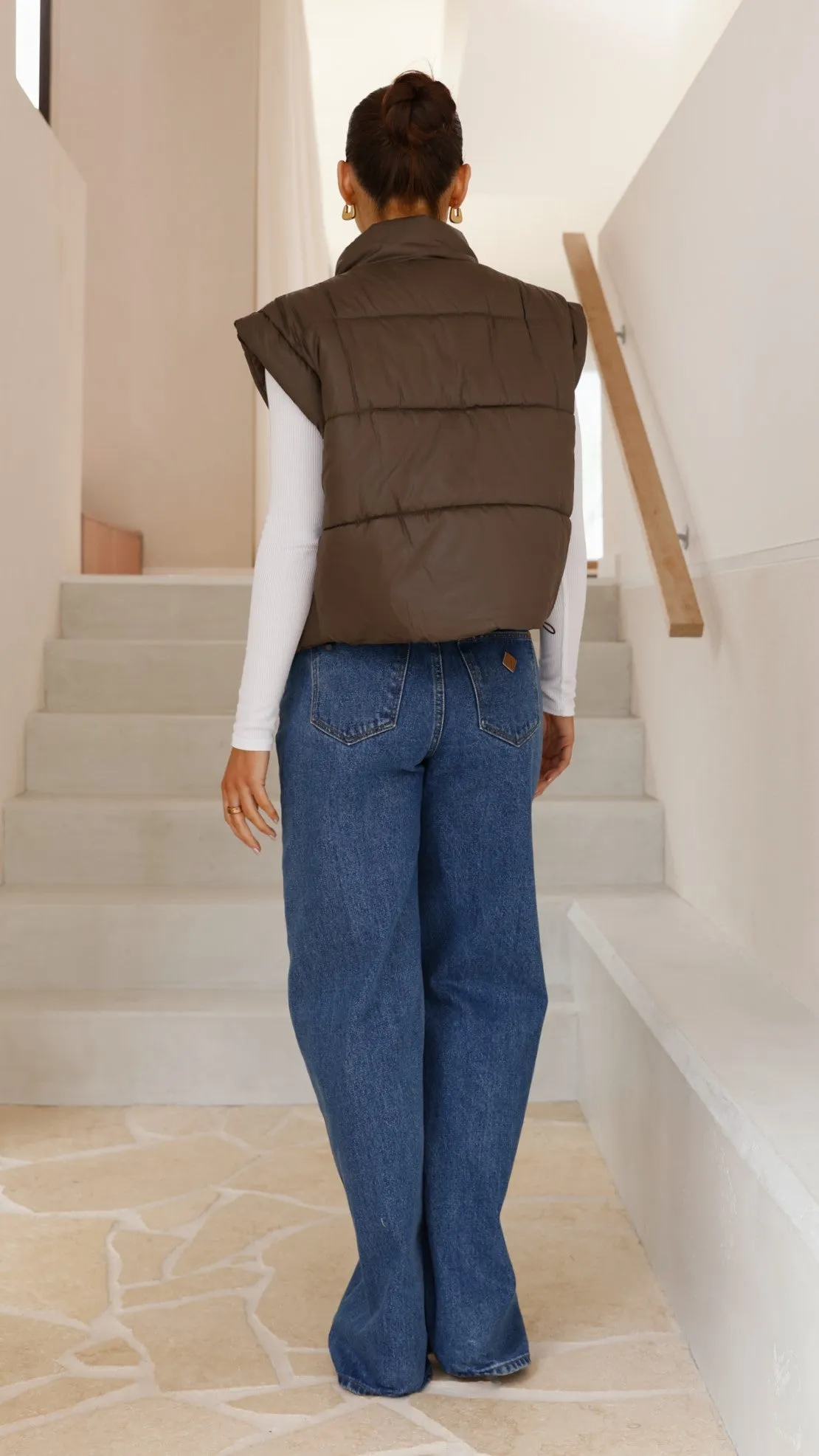 Maeve Cropped Puffer Vest - Slate Billy J