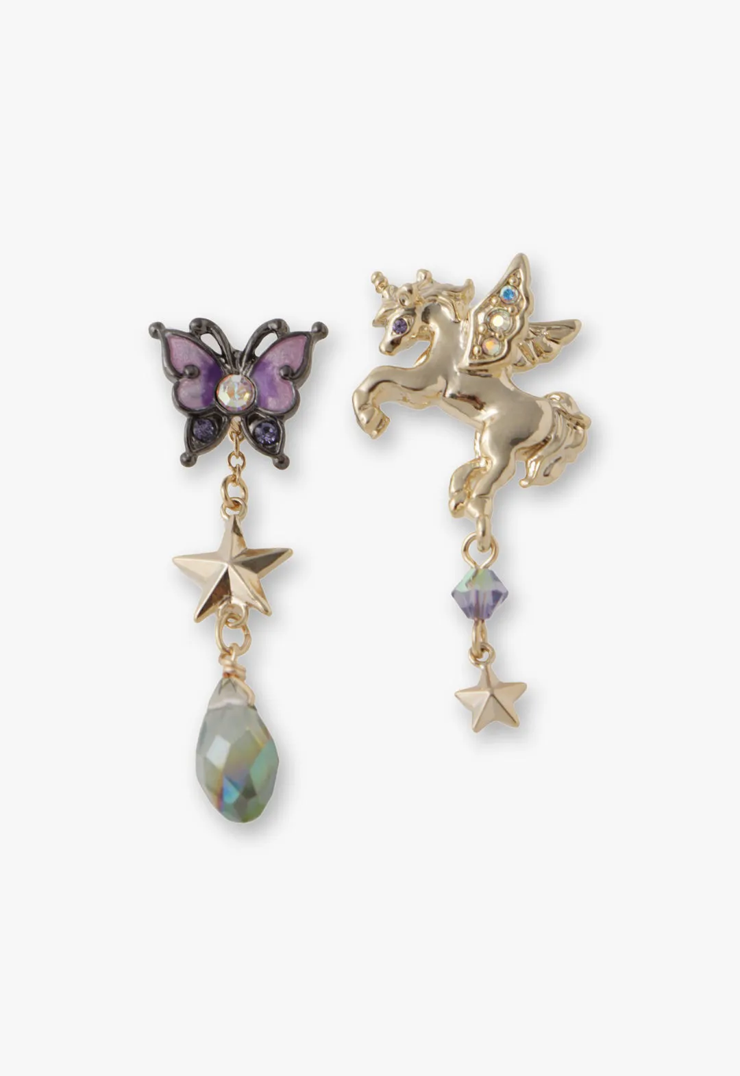 Magical Butterfly Unicorn Earrings-Gold Annasui