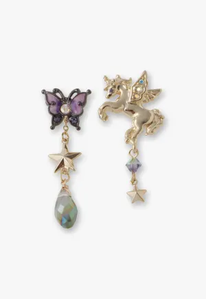 Magical Butterfly Unicorn Earrings-Gold Annasui