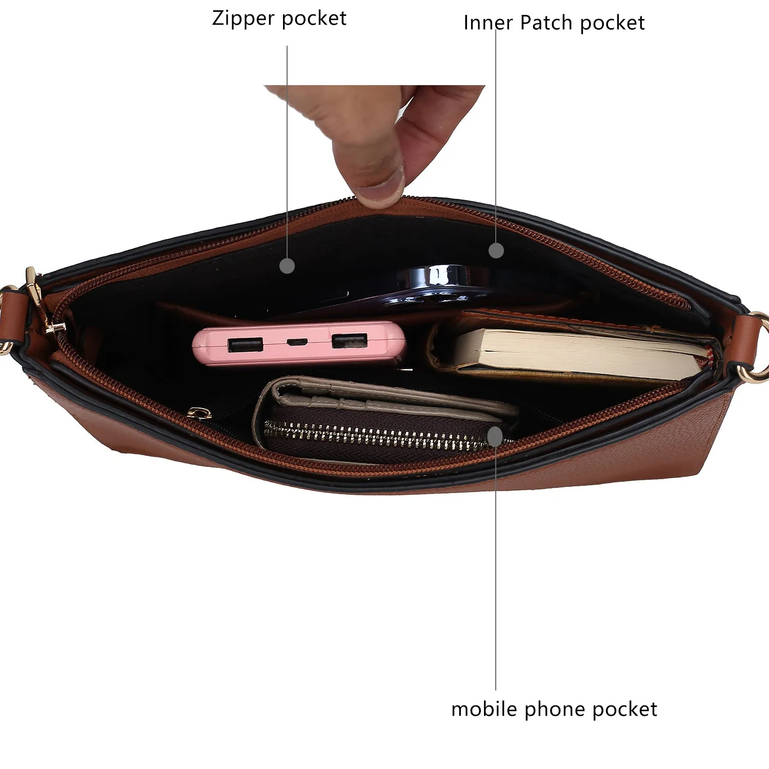 Maribel Vegan Leather Womens 3-in-1 Crossbody Bag