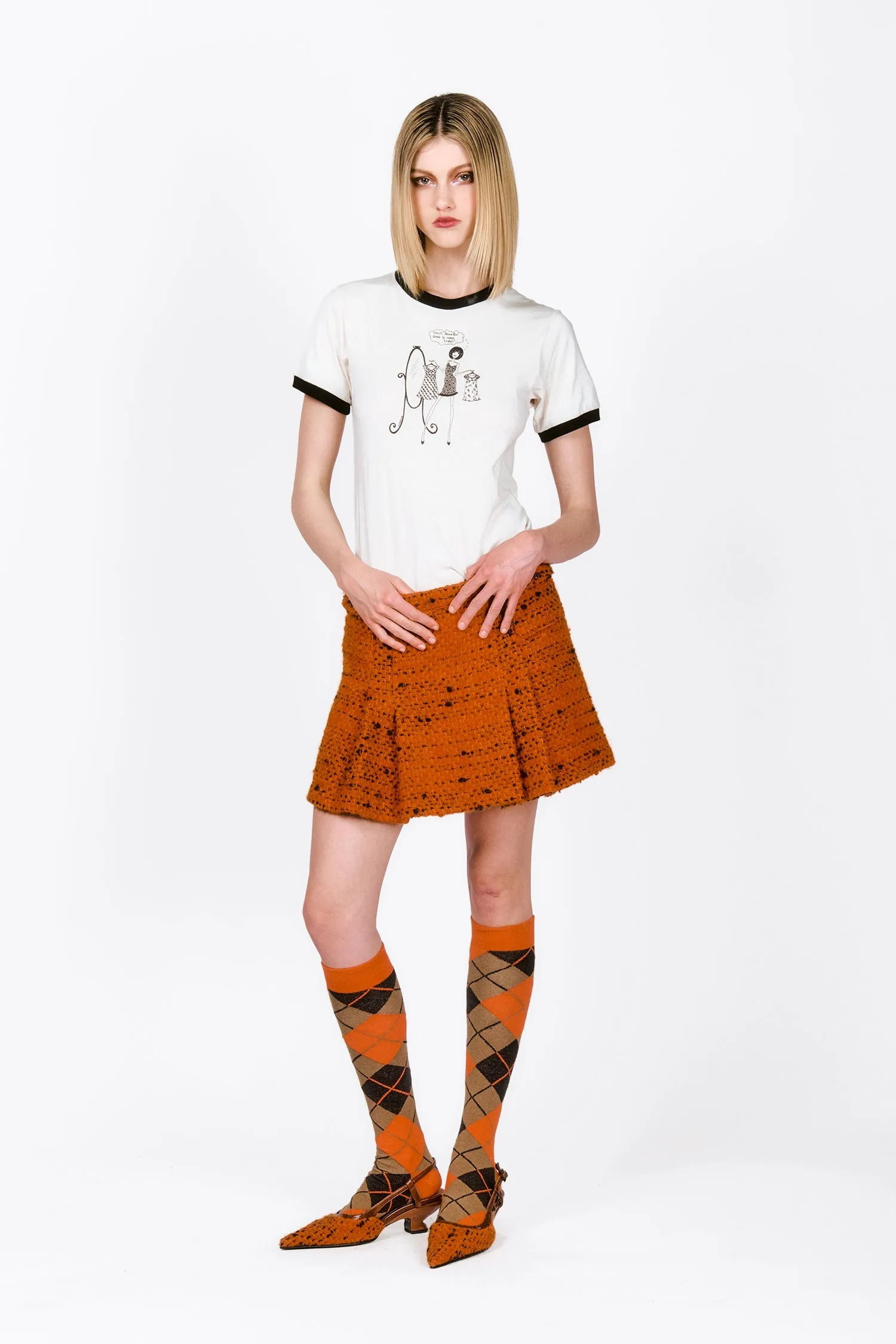Marmalade Tweed Pleated Mini Skirt Annasui