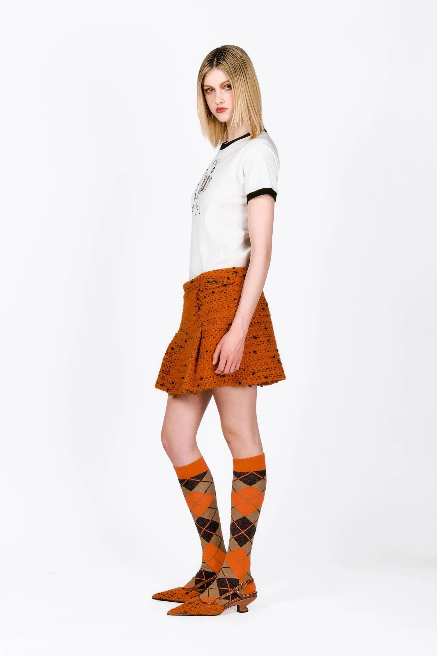 Marmalade Tweed Pleated Mini Skirt Annasui