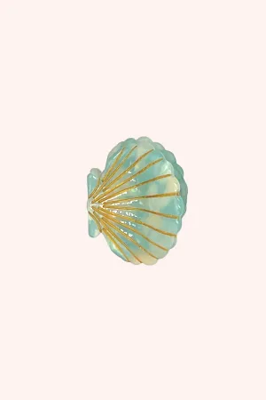 Medium Ivory Aqua Pastel Sea Shell Jaw Clip Annasui