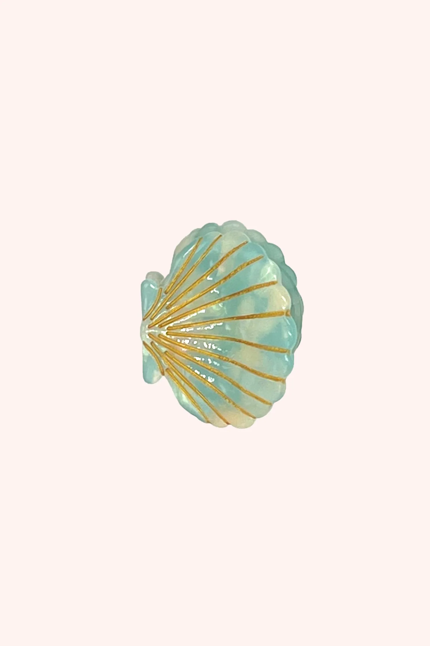 Medium Ivory Aqua Pastel Sea Shell Jaw Clip Annasui