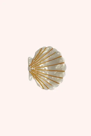 Medium Ivory Pastel Sea Shell Jaw Clip Annasui