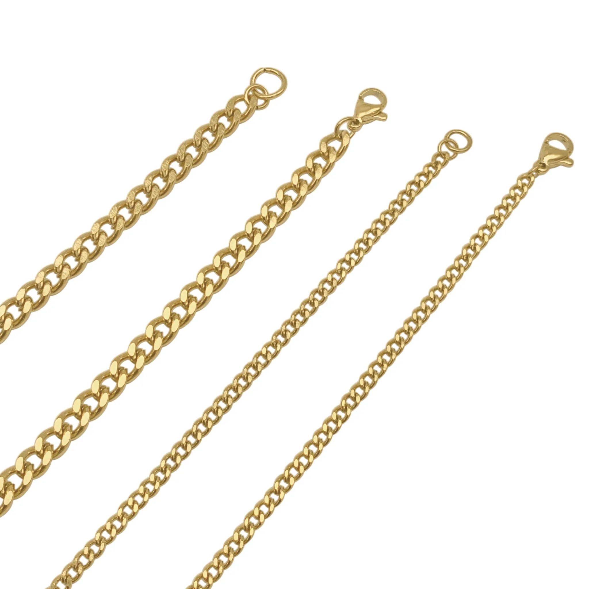 Men's Water Resistant Curb Chain Set gold