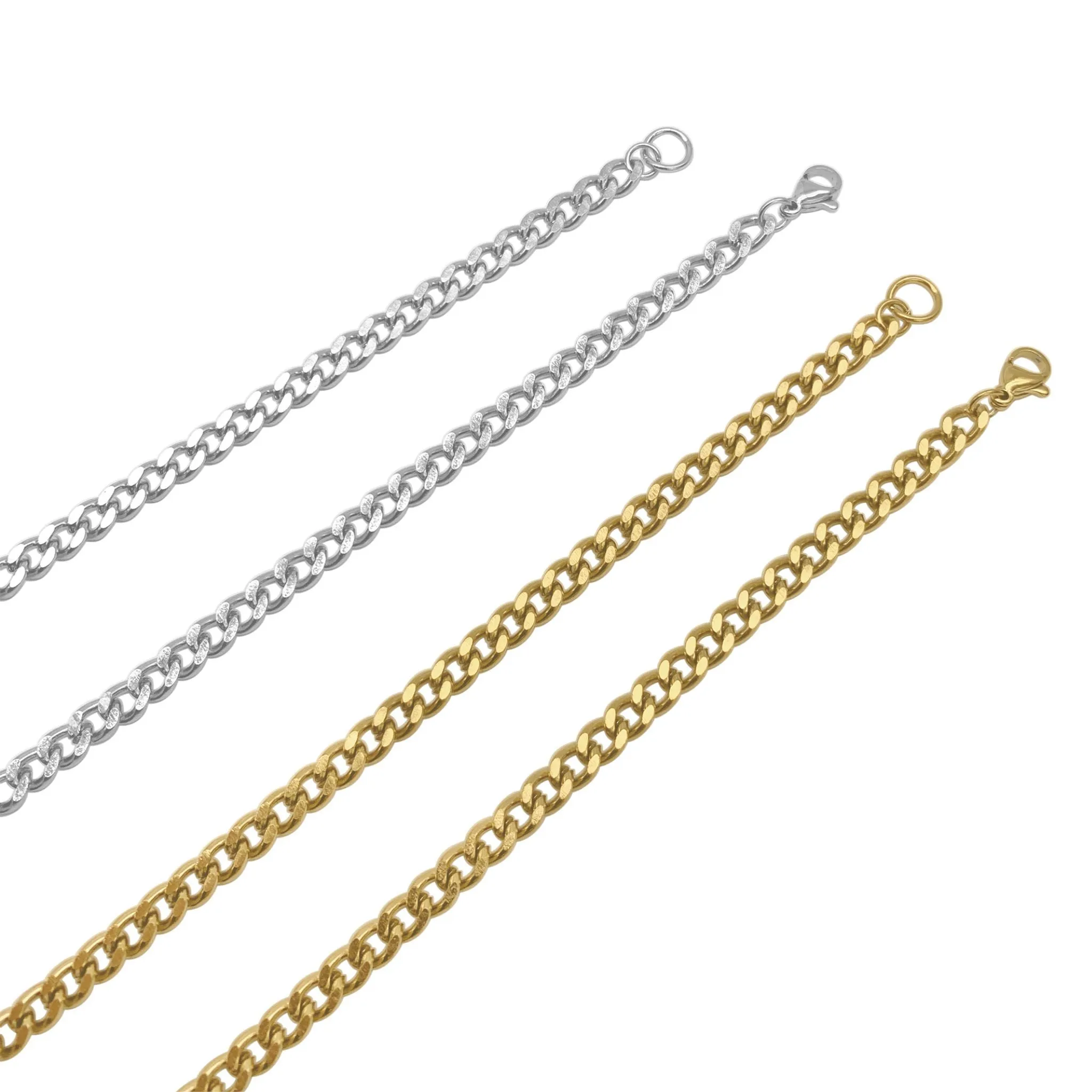 Men's Water Resistant Curb Chain Set silver and gold