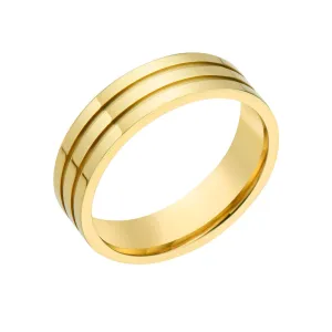 Men's Water Resistant Three Line Band gold