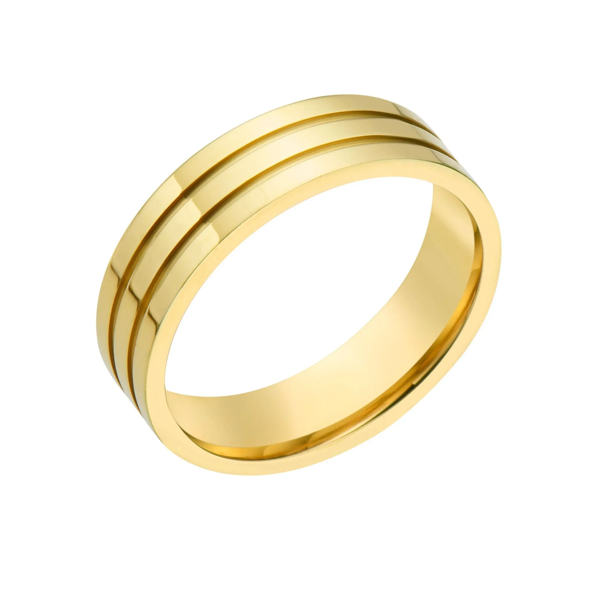 Men's Water Resistant Three Line Band gold