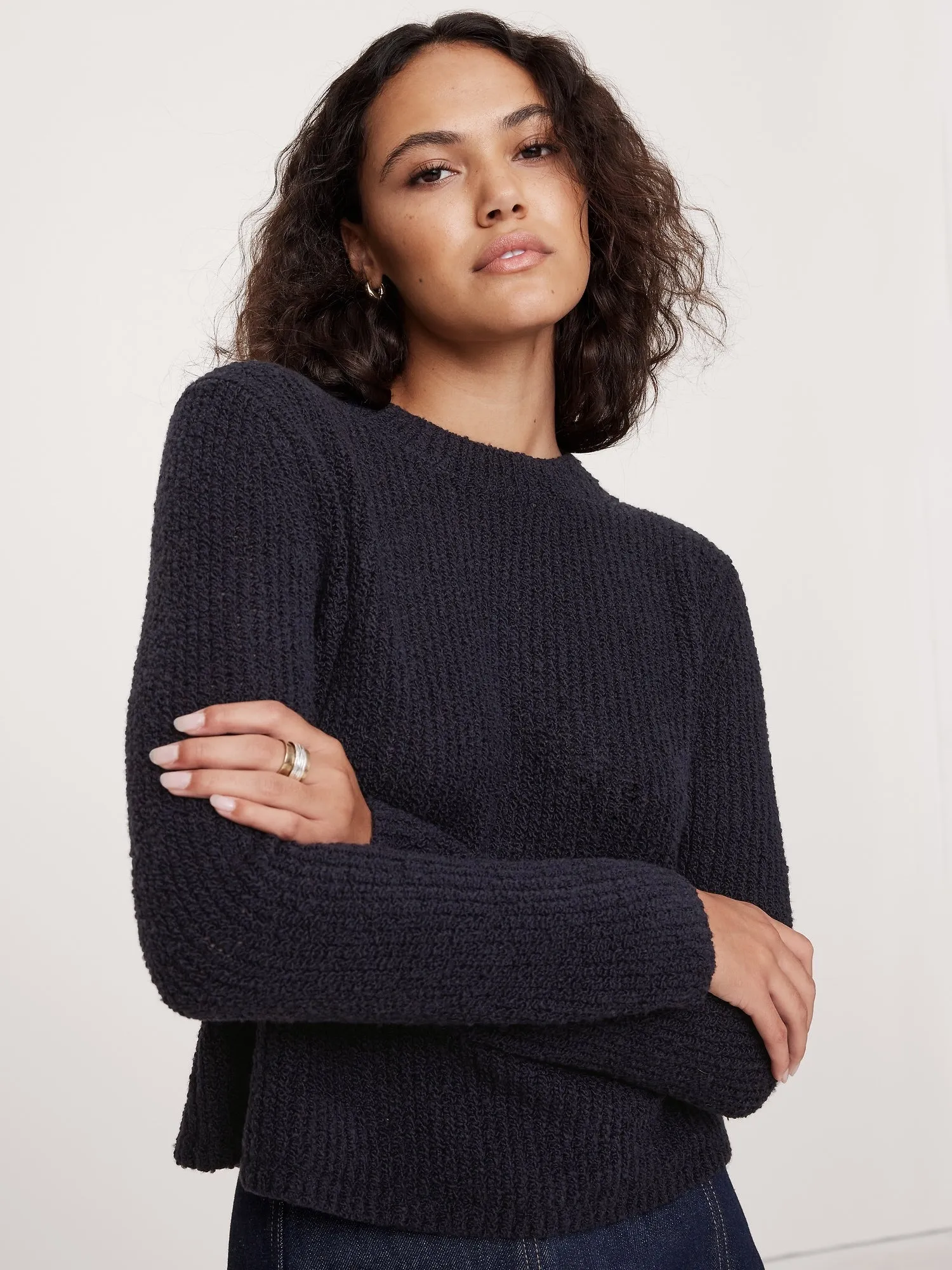 Merino-Blend Crew-Neck Sweater Banana Republic