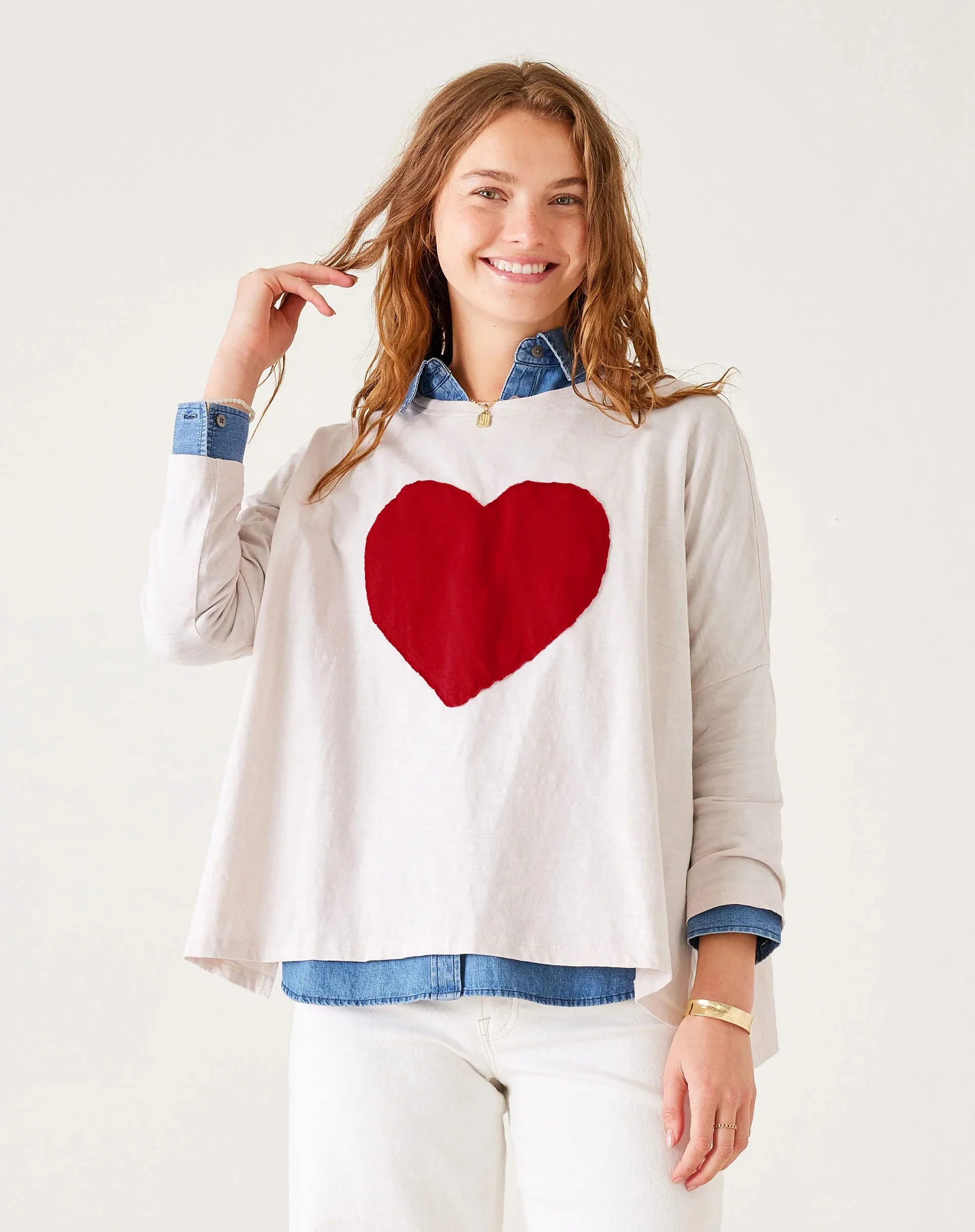 MERSEA - CATALINA LONG SLEEVE SLUB TEE WITH HEART