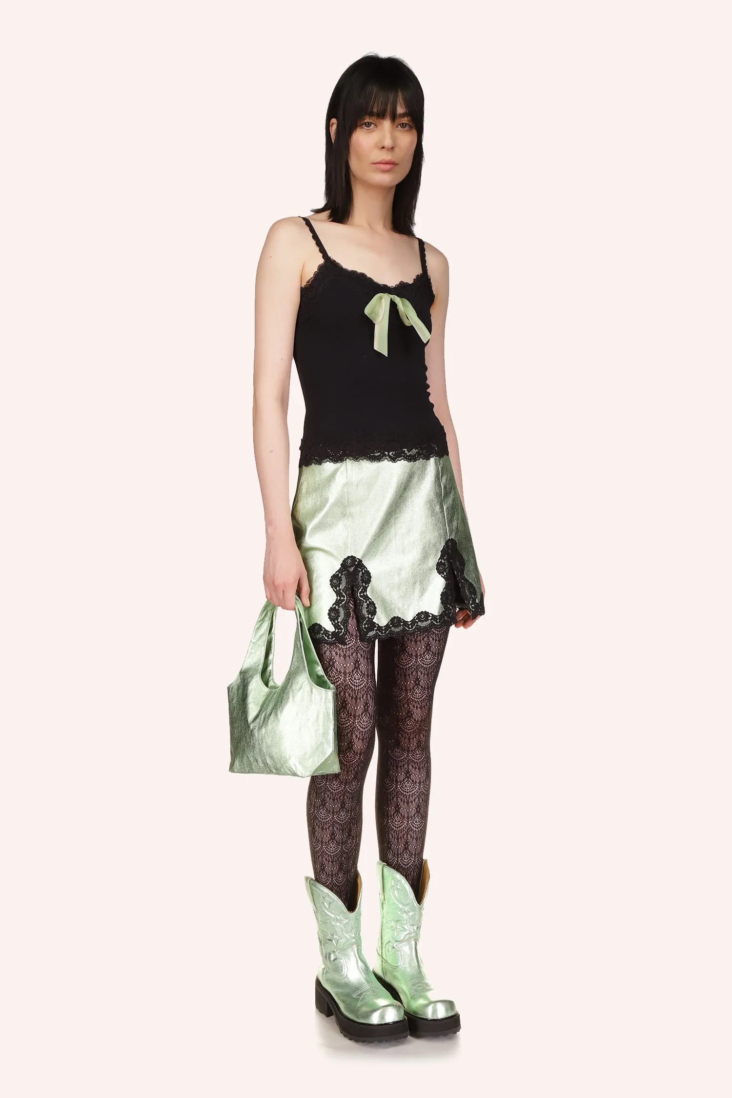 Metallic Faux Leather Mini Bag Annasui