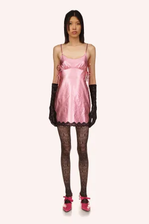 Metallic Faux Leather Mini Dress Annasui