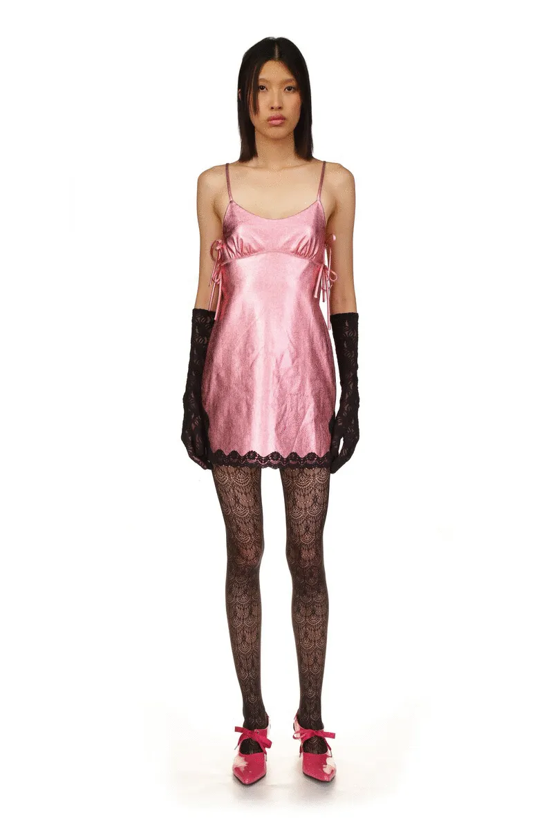 Metallic Faux Leather Mini Dress Annasui