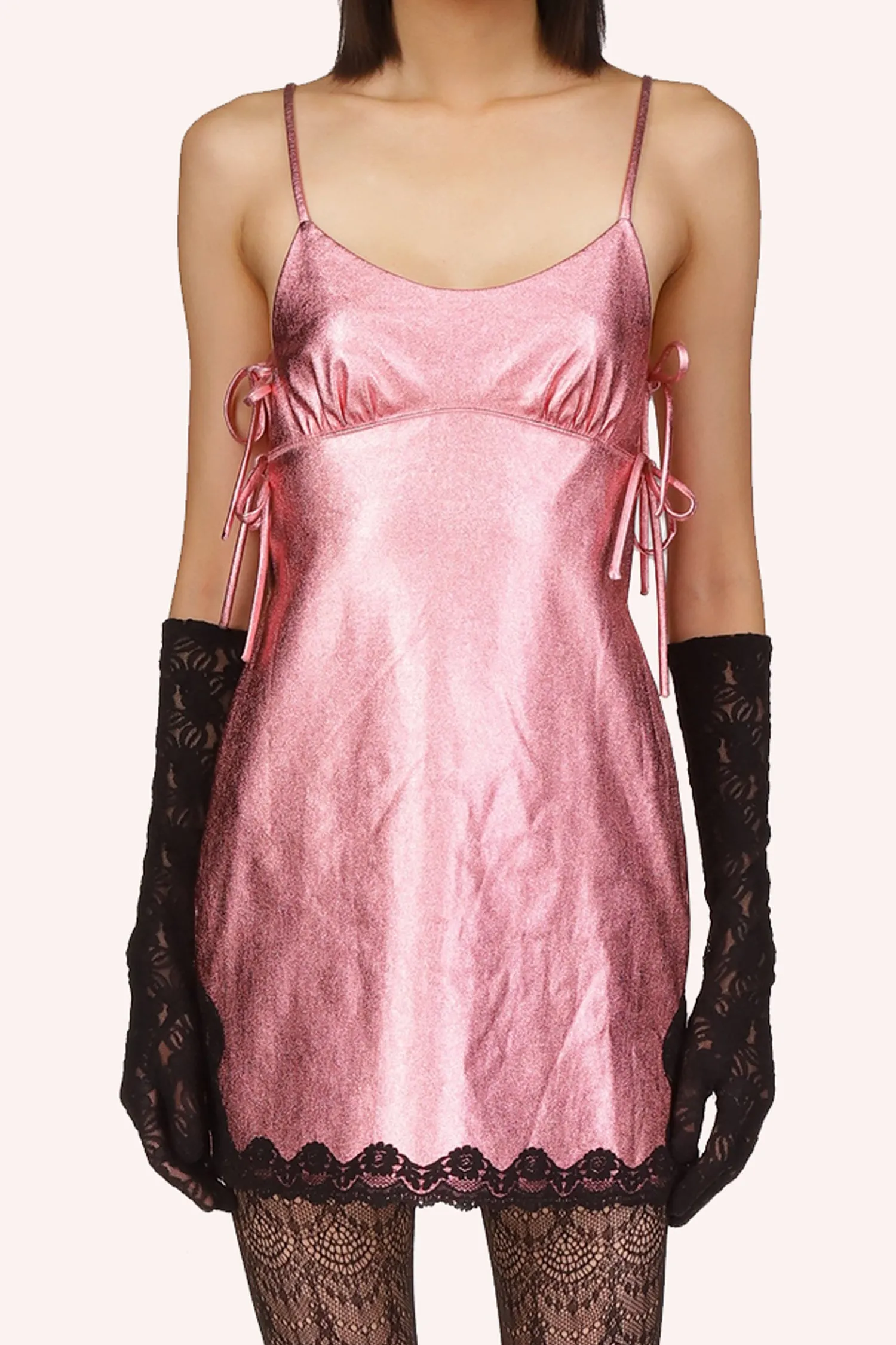 Metallic Faux Leather Mini Dress Annasui