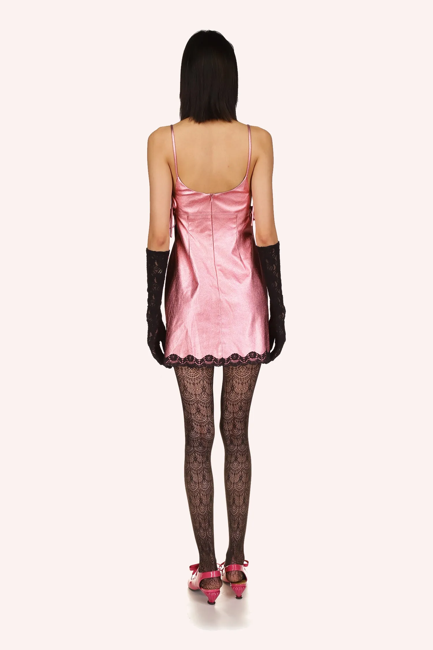 Metallic Faux Leather Mini Dress Annasui