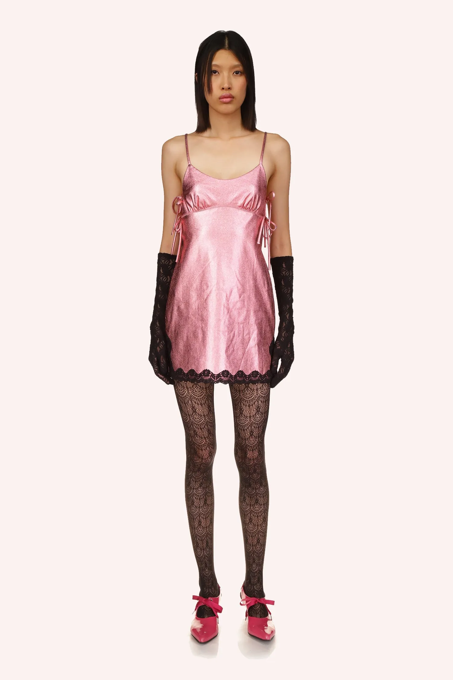Metallic Faux Leather Mini Dress Annasui
