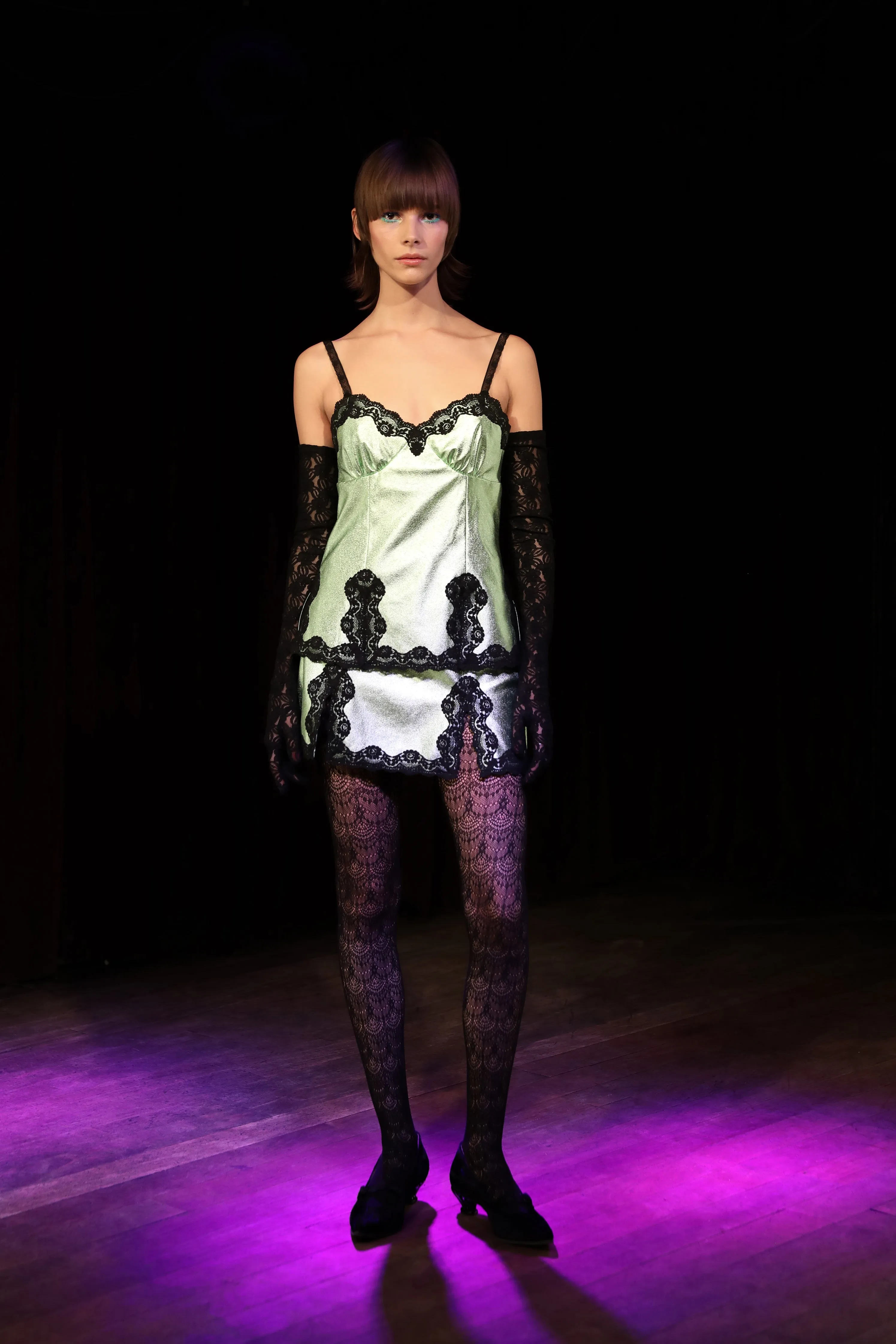 Metallic Faux Leather Mini Skirt Annasui