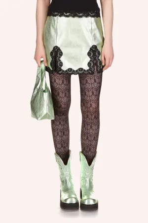 Metallic Faux Leather Mini Skirt Annasui