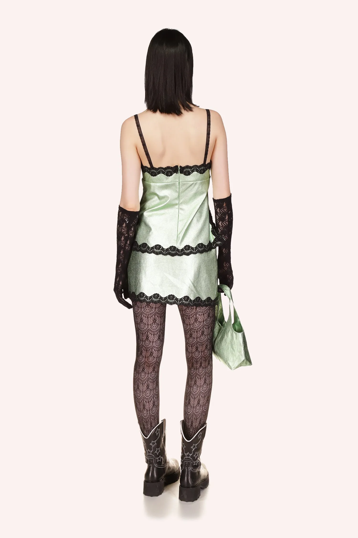 Metallic Faux Leather Mini Skirt Annasui