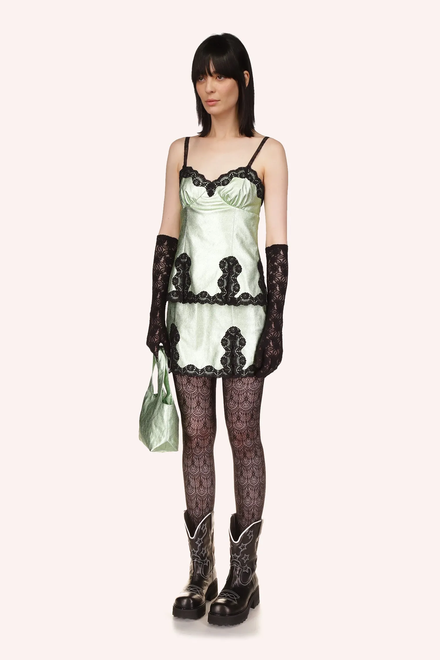 Metallic Faux Leather Mini Skirt Annasui