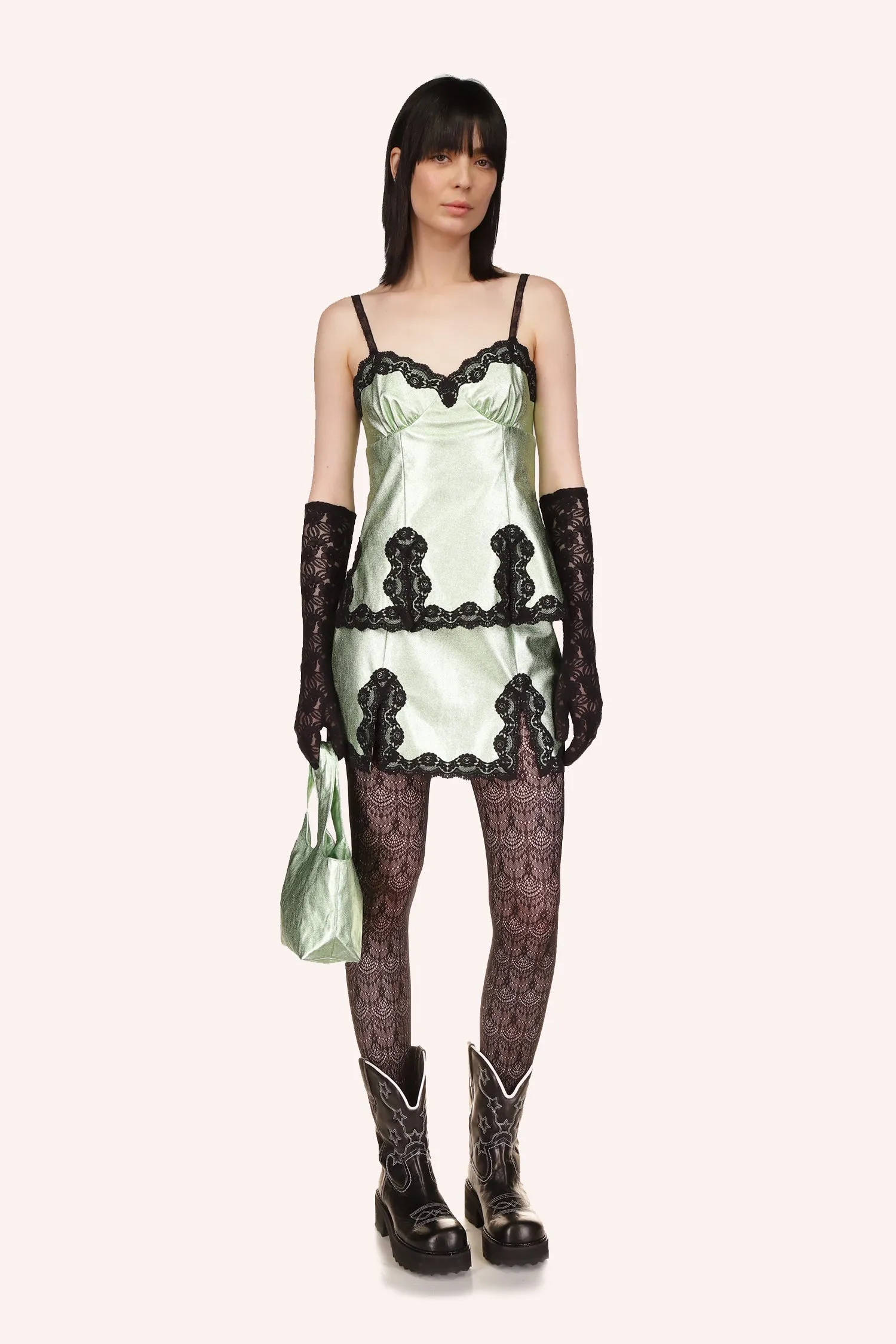 Metallic Faux Leather Mini Skirt Annasui