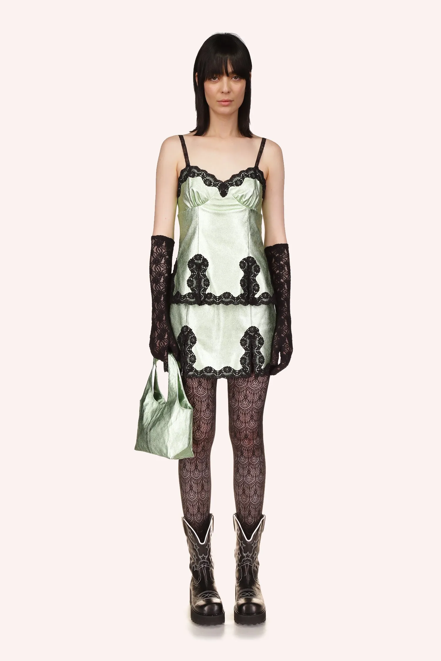 Metallic Faux Leather Mini Skirt Annasui