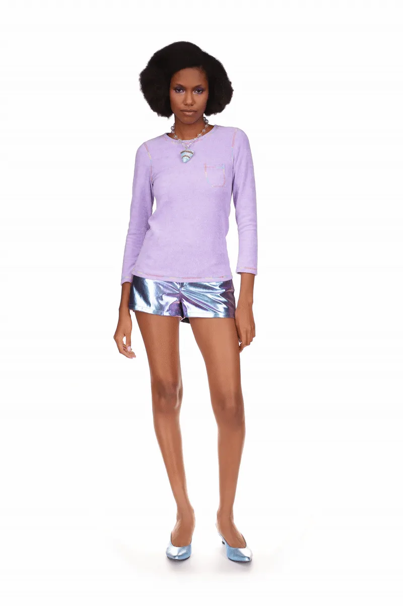 Metallic Faux Leather Shorts Annasui