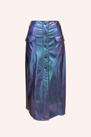 Metallic Faux Leather Skirt Annasui