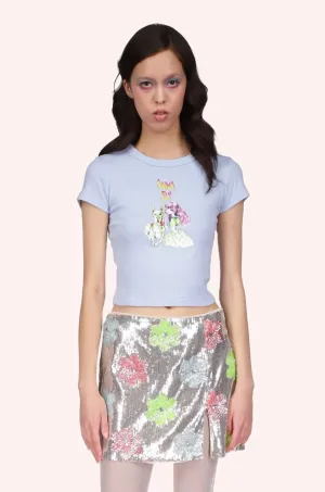 Micro Ribbed Baby Tee- Baby Blue Annasui
