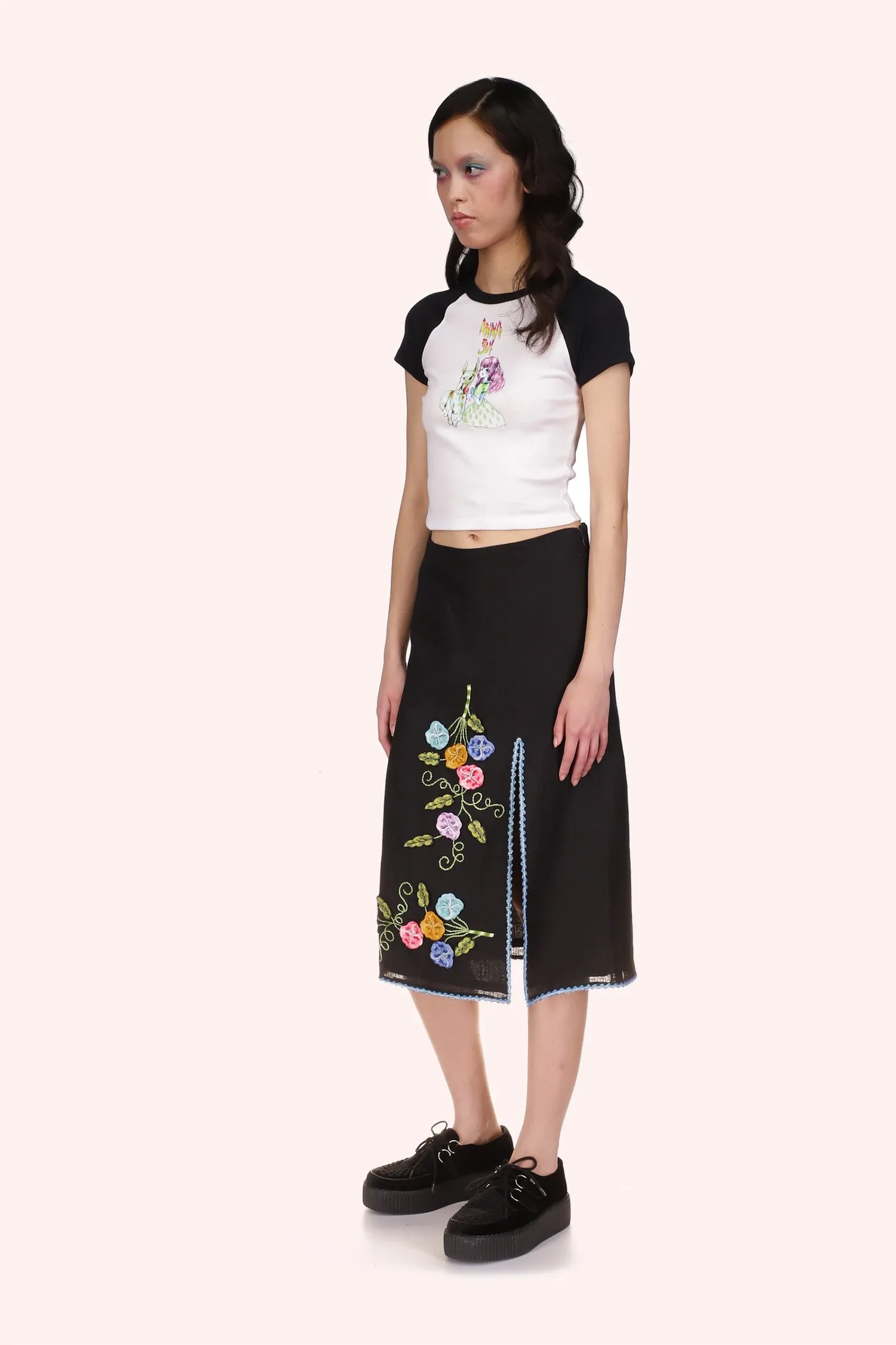 Micro Ribbed Raglan Baby Tee Annasui